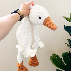 Large Goose Baby Lovey, Goose Baby Lovey Animal, Baby Cuddle Blanket, Security Blanket, Silly Goose Nursery Decor