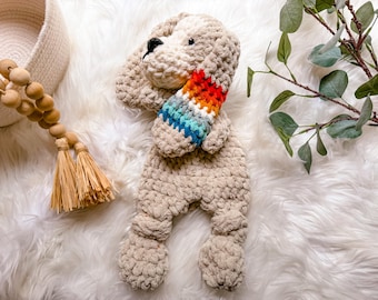 Plush Puppy Lovey, Snuggler, Stuffed Dog for Babies, Baby Lovey Animal, Baby Cuddle Blanket, Stuffed Animal, Toddler Gift, Security Blanket