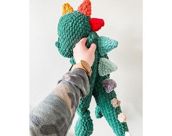 Dinosaur Lovey, Snuggler, Rainbow Nursery Decor, Baby Lovey Animal, Dinosaur Nursery Decor, Security Blanket, Toddler Boy Gift