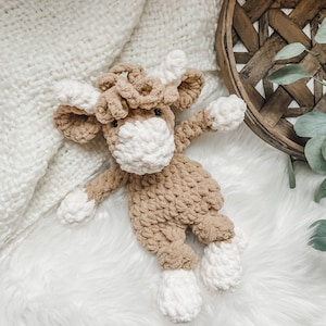 Highland Cow Baby Lovey, Cow Stuffed Animal for Baby, Baby Security Blanket, Cute Baby Boy Gift, Cuddly Cow Snuggler, Soft Baby Toy