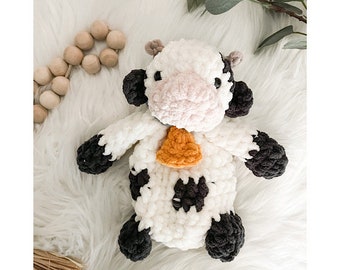 Cow Lovey, Cow Nursery Decor, Lovey Blanket, Farm Animal Nursery Decor, Baby Snuggle Animal, Security Blanket, Valentines Plush