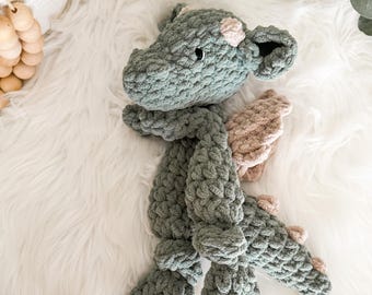Dragon Baby Lovey Blanket, Plush Toy, Dragon Baby Gift, First Birthday Gift Boy, Security Blanket, Dragon Nursery