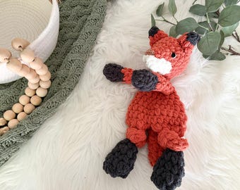 Woodland Fox Lovey Snuggler, Baby Lovey Animal, Forest Friends, Handmade Toys, Woodland Nursery Decor, Security Blanket, Fox Nursery Decor
