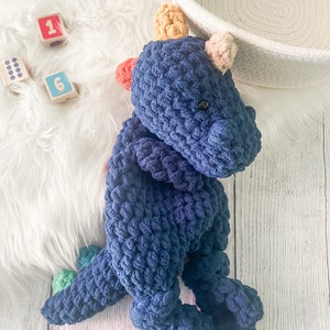 Dinosaur Lovey, Bohasaurus Snuggler, Baby Lovey Animal, Rainbow Nursery Decor, Dinosaur Nursery Decor, Baby Cuddle Blanket, Security Blanket image 5