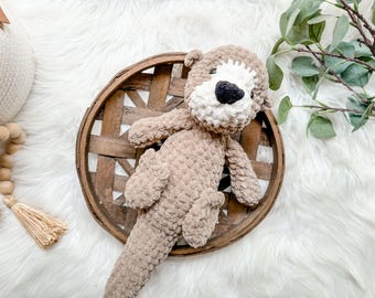 Handmade Otter Stuffed Animal, Brown Otter Lovey, Wildlife Stuffed Animal, Sea Otter Gifts, Soft Plush Toys, Toddler Birthday Gift