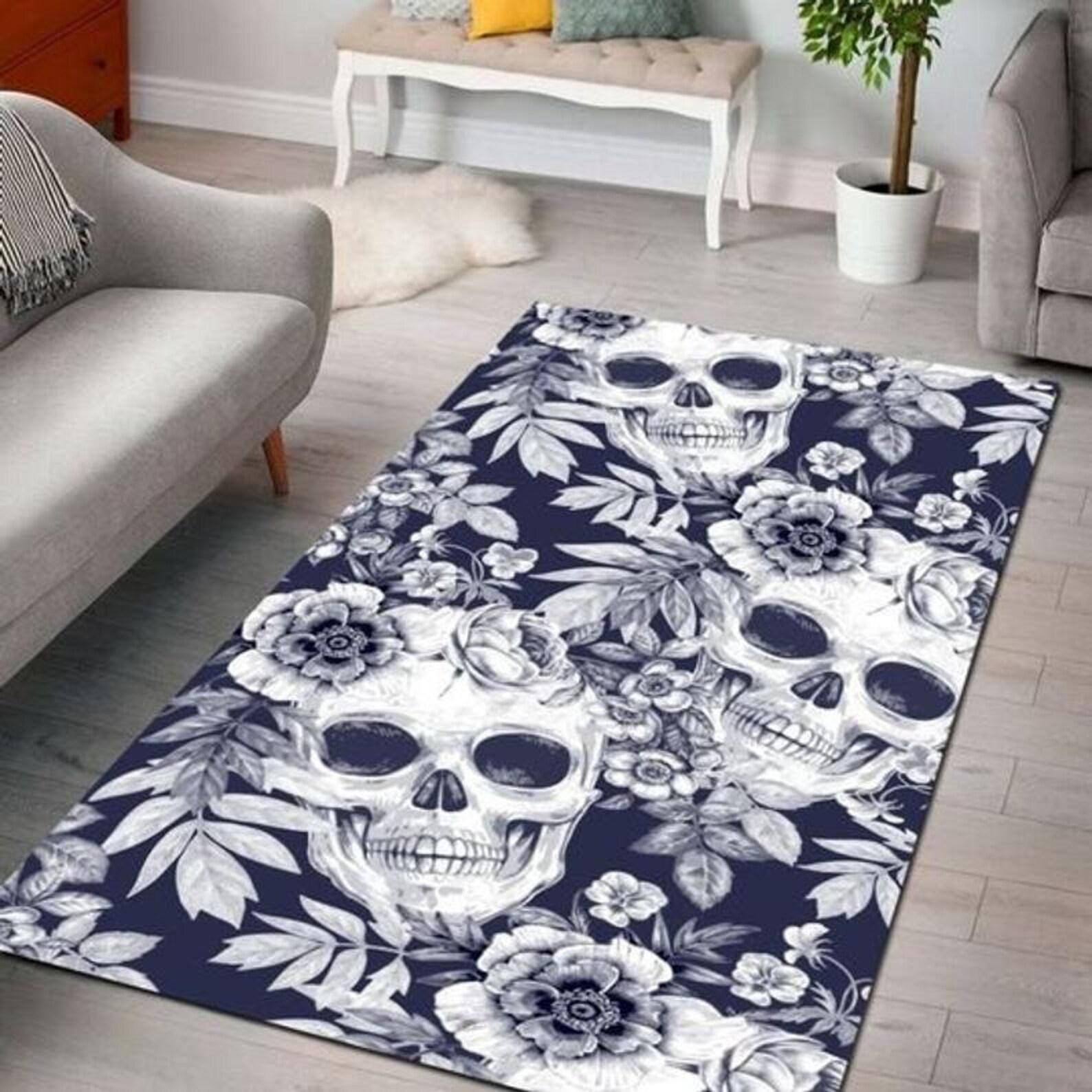 SKULL Area Rug Decorative Floor Rug Carpet Etsy