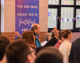 Set of Four Church Banners, Church Bible Wall Decor