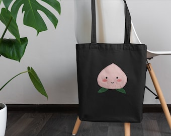 Peach Eco Tote Bag, Grocery Bag, Shopping Bag, Friendly Bag, Art Tote Bag, Cotton Tote Bag, Gift For Her, peach art, Market Tote Bag