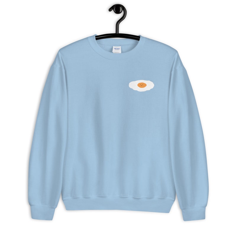 Fried Egg sweatshirt funny egg sweater Women Sweater Breakfast sweater Pocket Pocket Print Funny food shirt Eggs Cute Egg image 7