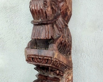 Old Wood Hand Carved Horse Statue Wooden Wall Bracket Vintage Antique Home Decor Wall Hanging Bracket