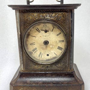 Rare Antique Original Carriage Clock Old Brass Worked Hand Crafted Brass Handle Home Decor