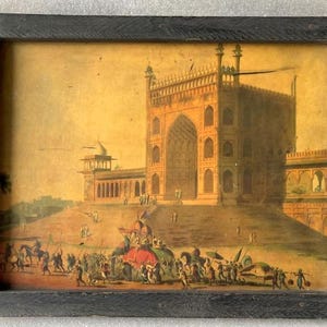 Antiguo dios indio Krishna con Gopis jugando Holi Festival lienzo impresión pared colgante hermosa impresión