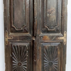 Rare Antique Wood Hand Carved Brass Work Old Indian House Decorative Window Wall Hanging Home Decor
