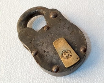 Antique Old Iron Brass Lock 6 Levers Padlock Unique Lock Big Lock Without Key