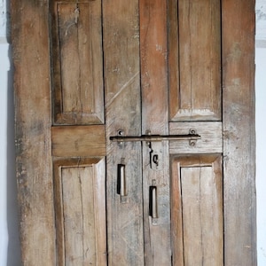 Antique Pair Old Doors-Primitive-Rustic Wooden Hand Crafted Old House 48 X 33'' Door Home Decor