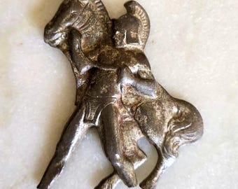 Antique Iron Spartan Warrior Brooch Old Hand Carved Unique Collection item
