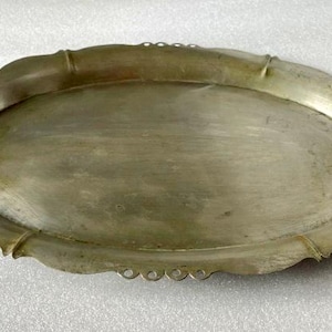 Vintage Brass Serving Tray Old Original Unique Shape Tray Hand Crafted Brass Serving Tray Collectible Indian Home Decor