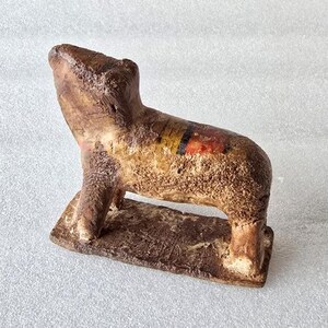 Antique Wooden Nandi Statue Old Cow Miniature Hand Crafted Figure Home Decor