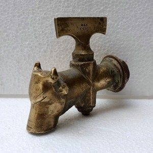 Rare Antique Brass Cow Head Tap Hand Carved Unique Cow Head Tap Old Original Cow Tap