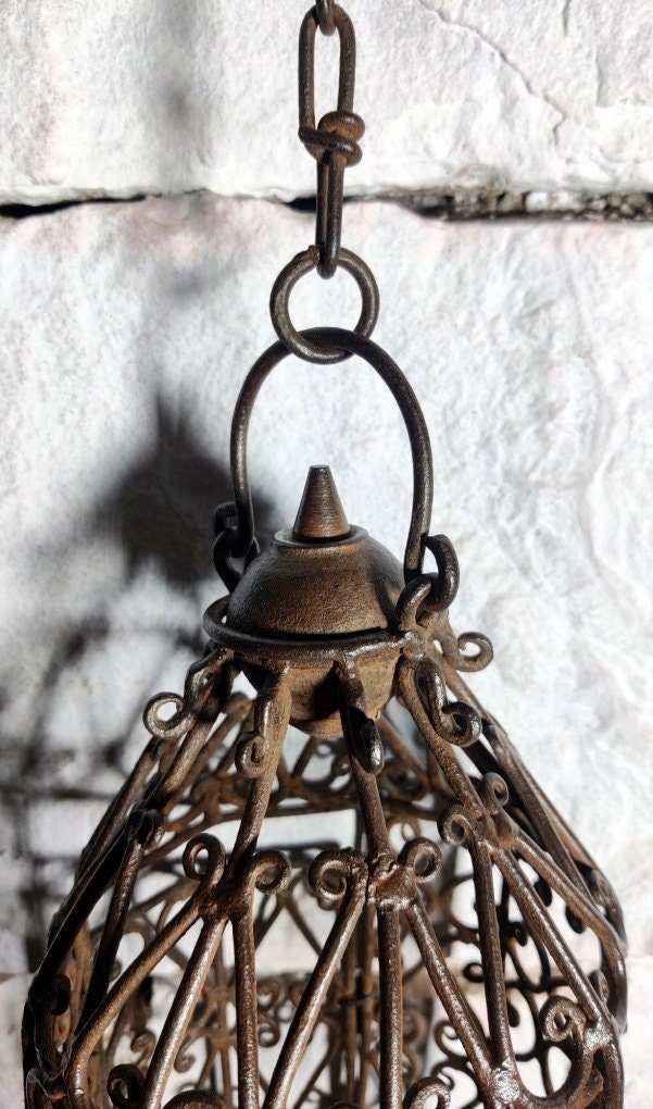Antique Look Iron Hanging Candle Holder Night Light Candle Etsy
