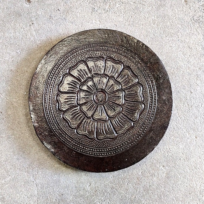 Old Iron Hand Engraved Unique Floral Design Making Die Mold Collectible Rare