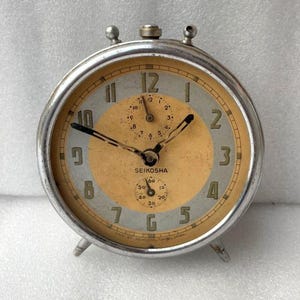 Vintage SEIKOSHA Round Silver Alarm Clock Original Clock Made In Japan