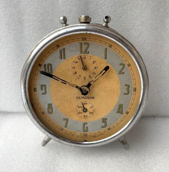SEIKOSHA TOKYO JAPAN 　ヴィンテージ掛時計 1958年購入 Vintage SEIKOSHA Round Silver Alarm Clock Original Clock Made in