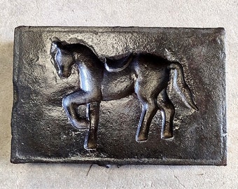 1800's Vintage Old Rare Big Size Iron Hand Engraved Horse Design Making Die Mold Collectible