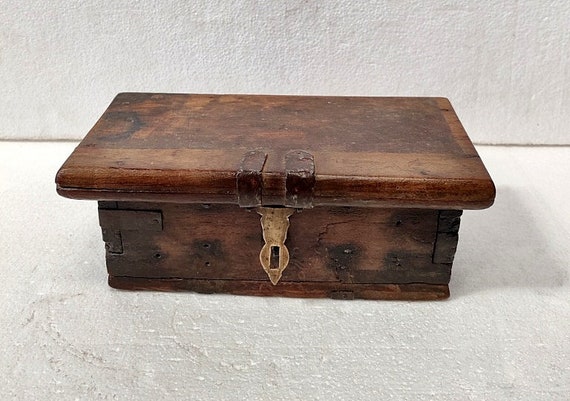 Antique Wooden Lock Box Vintage Wood Storage Box Wooden Safe