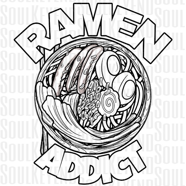 Ramen Addict - Mask, Apparel, Project Design PNG - Overlay Cut Out Clip Art - Digital Photography Transparent Background