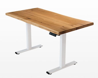 Arbor Furniture - Height Adjustable Desk Solid Wood, Standing Desk, Electric Desk, Wank Edge, Home Office, Oak