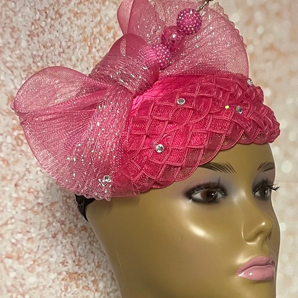 Demi-chapeau bibi rose pour couvre-chef d'église, goûter, mariage et autres occasions spéciales