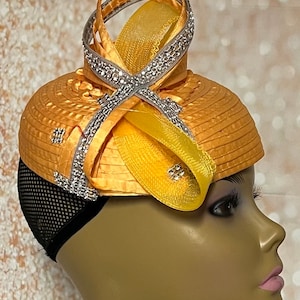 Light Orange Half Hat Fascinator for Church Head Covering, Wedding, Tea Party, Mother of the Bride, and Other Special Occasions