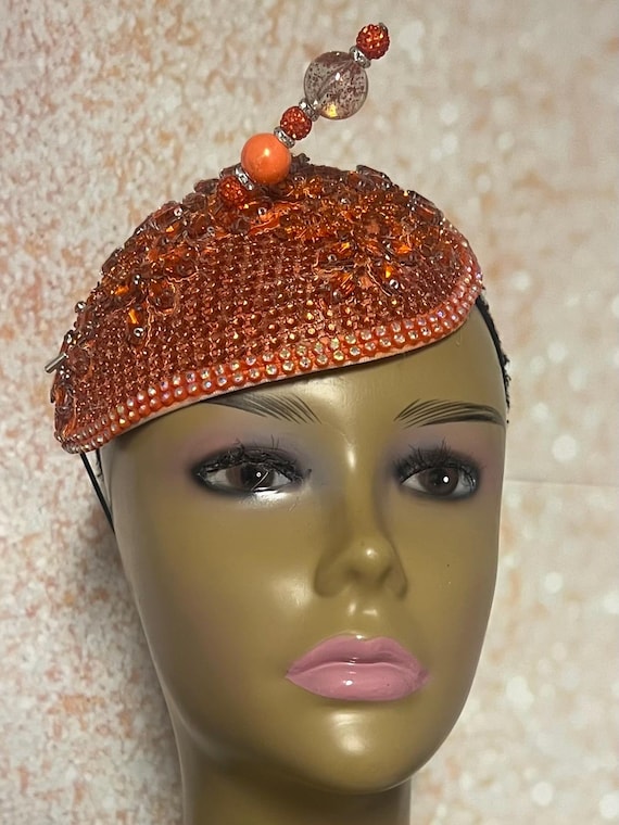 ? Fabulous Orange AB Rhinestone Crystal Studded Accent Visor Hat Cap Gudessly Shiny Rhinestones Sport Sun Visor Adjustable Summer  main image 3