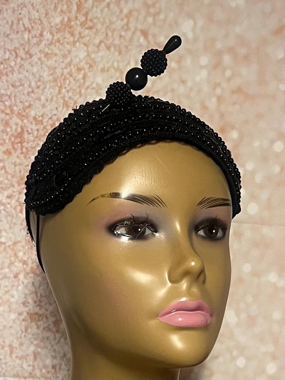 Black Pearl & Shell Decorative Fascinator Hat Black Pearl Fascinator - Etsy main image 3