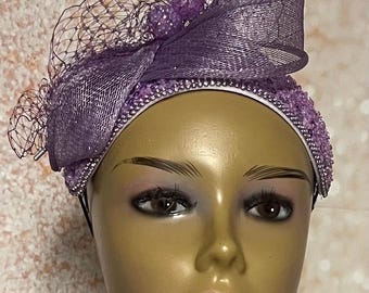 Elegant Purple Brim Hat with Beaded Detail Ltpwer Fedora Hats for Women,Panama Hats,Pearl Hat Band,Wide  main image 2