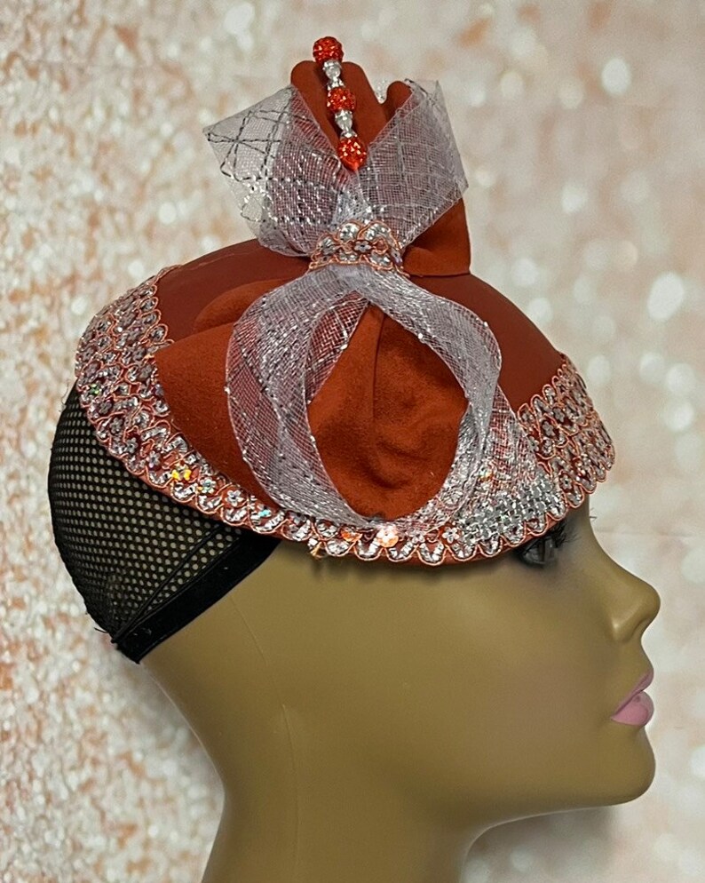 Burnt Orange Pillbox Half Hat Fascinator for Church Head Etsy