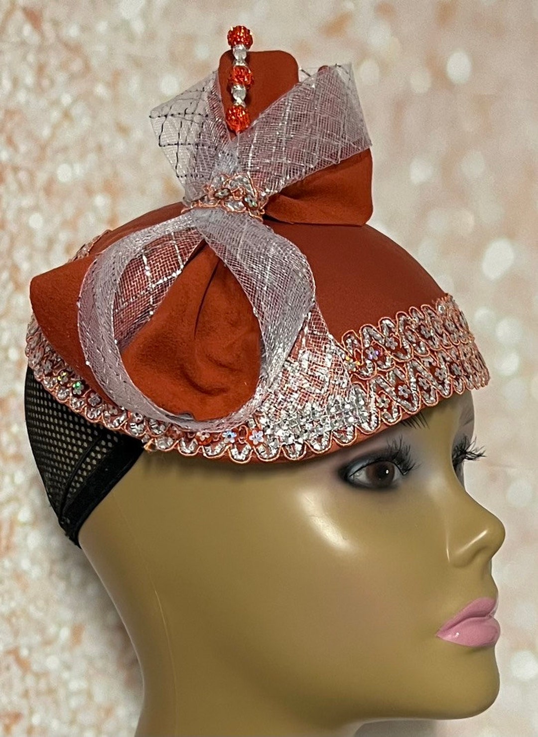 Burnt Orange Pillbox Half Hat Fascinator for Church Head Etsy