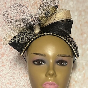 Elegant Black and Silver Beaded Fascinator Elegant Black Beaded Fascinator Hat With Feathers and Veil  main image 4