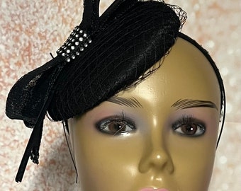 Black Lace Fascinator Half Hat for Church Head Covering, Tea Party, Wedding and Other Special Occasions
