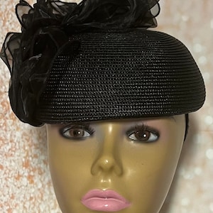 Black Hat for Church, Wedding, Mother of the Bride, Head Covering, Tea Parties