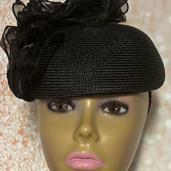 Schwarzer Hut für Kirche, Hochzeit, Mutter der Braut, Kopfbedeckung, Teepartys