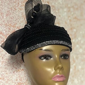 Black and Rhinestone Fascinator - Etsy display picture 1