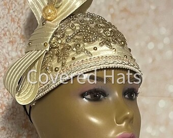 Vintage Pearl & Sequin Fascinator Hat – Handmade Cocktail  display picture 3