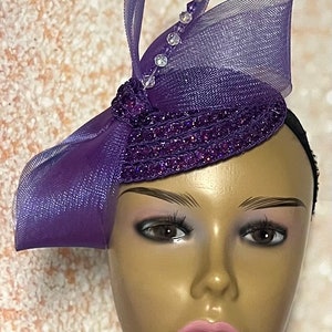 Purple Sequins and Rhinestones small hat for Church, Wedding, Mother of the Bride, Head Covering, Tea Parties and other special occasions