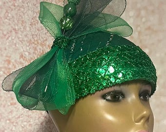 Vintage Green Church Hat by Whittall & Shon in Kelly Green 