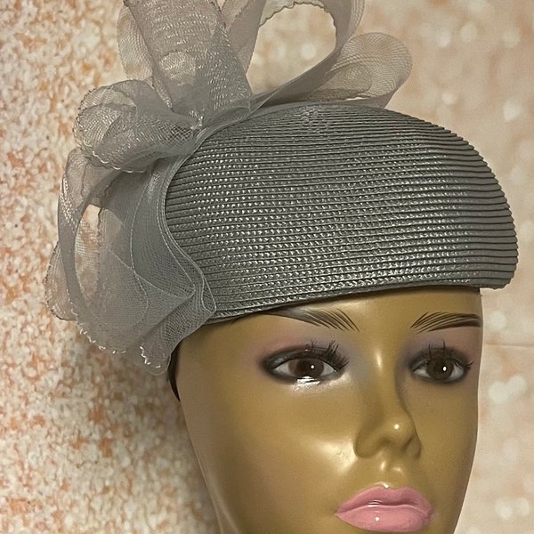 Gray Hat for Church, Wedding, Mother of the Bride, Head Covering, Tea Parties