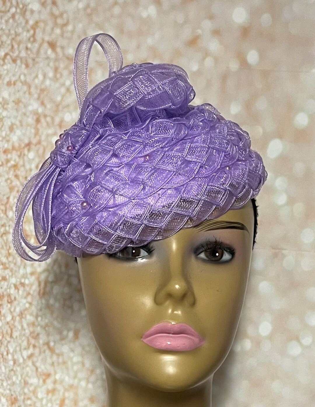 Lavender Braided Fascinator Half Hat for Church, Weddings and Special
