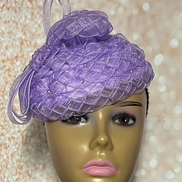 Lavender Braided Fascinator Half Hat for Church, weddings and special occasions
