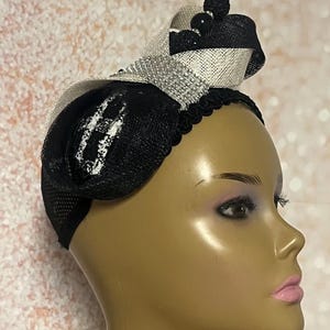 Black and White Houndstooth Fascinator - Etsy display picture 3